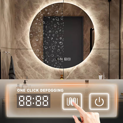 40"- 60" Wall Mount Bathroom Vanity Set with Backlit  Round Mirror and Single Sink