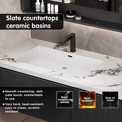 40"- 72" Wall Mounted Single Bathroom Vanity Set with LED Mirror Cabinet and Ceramic Basin