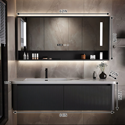 40"- 72" Wall Mounted Single Bathroom Vanity Set with LED Mirror Cabinet and Ceramic Basin