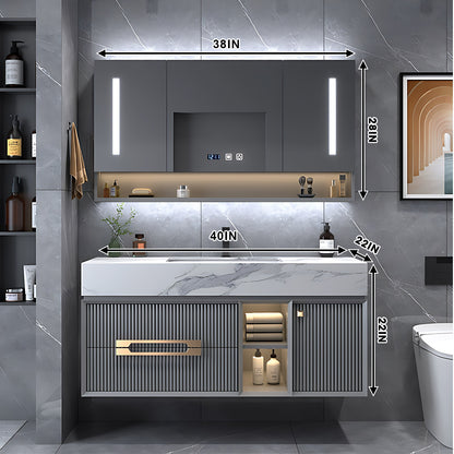 40"- 78" Modern Bathroom Vanity Set with LED Defogging Mirror and Sink