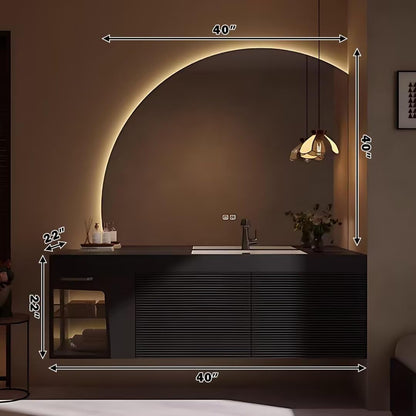 40"-64"Modern Wabi-Sabi Bathroom Vanity with Integrated Sink & Ambient LED Lighting