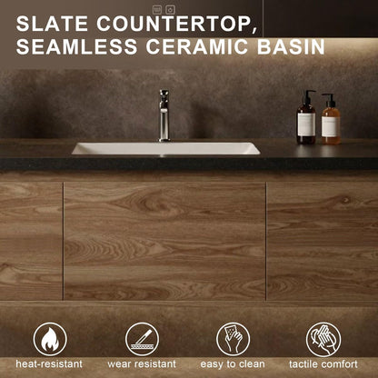 40”-64”Modern Bathroom Vanity - Brass Hardware, White Stone Top & Sleek Floating Design for Premium Bathroom Interiors