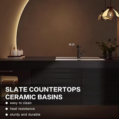 40"-64"Modern Wabi-Sabi Bathroom Vanity with Integrated Sink & Ambient LED Lighting