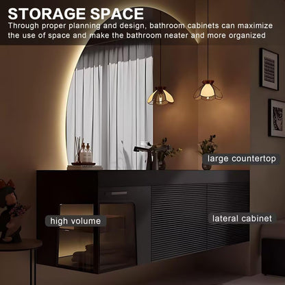 40"-64"Modern Wabi-Sabi Bathroom Vanity with Integrated Sink & Ambient LED Lighting