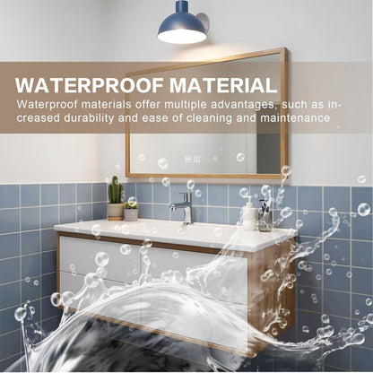 40”-64”Single Sink Floating Bathroom Vanity, Two-Tone White & Oak Cabinet with LED Mirror