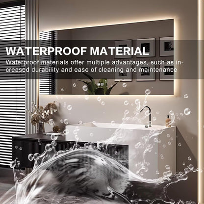 40”-72”Single Sink Floating Bathroom Vanity with LED Backlit Mirror, Black Fluted Cabinet