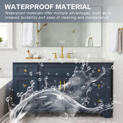 40”-64”Single Sink Freestanding Bathroom Vanity, Navy Blue Cabinet with Gold Hardware