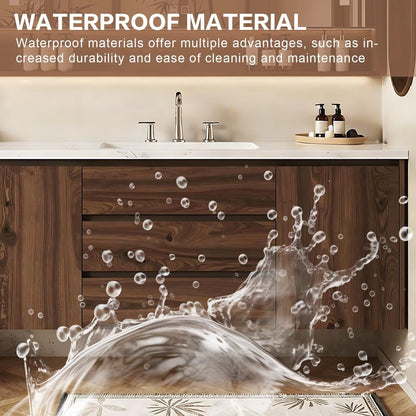 40”-64”Single Sink Floating Bathroom Vanity, Walnut Cabinet with LED Mirror & Open Shelf
