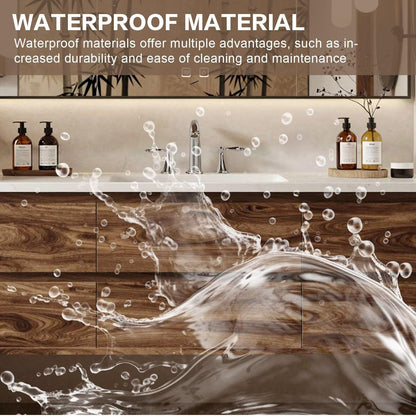 40”-64”Single Sink Floating Bathroom Vanity with LED Backlit Mirror, Walnut Wood Cabinet