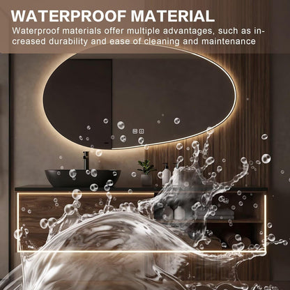 40”-64”Single Sink Floating Bathroom Vanity, Irregular LED Mirror & Walnut Cabinet