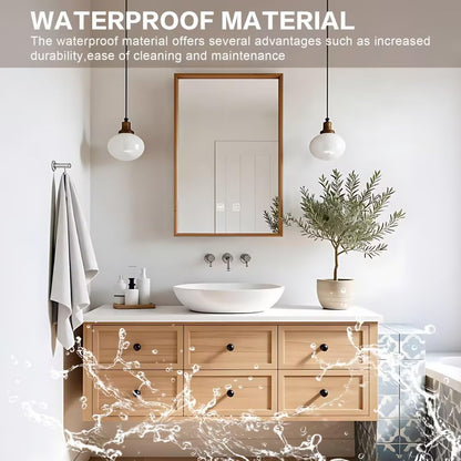 40"-64"Floating Light Wood Bathroom Vanity with Vessel Sink & Wood Framed LED Mirror