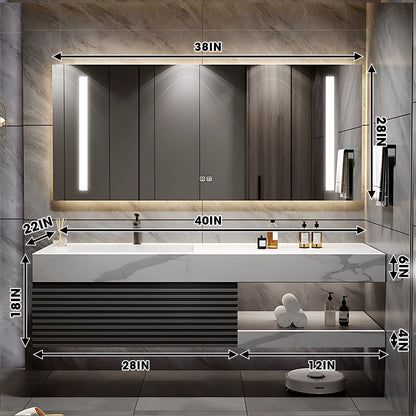 40"- 72" Floating Bathroom Vanity Set with Illuminated Mirror and Sink