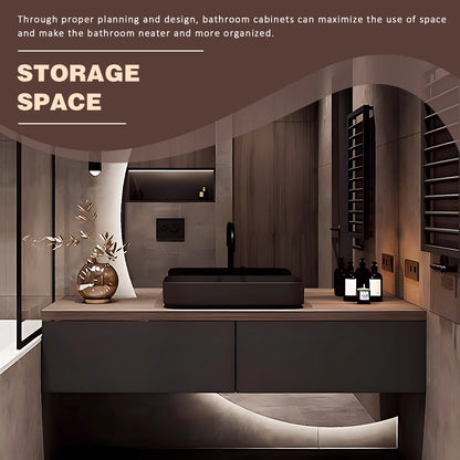 40"- 60" Modern Luxury Bathroom Vanity Set with Vessel Sink and Round Mirror