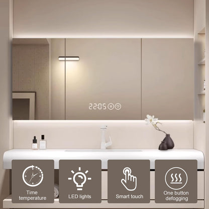 40"- 48" Floating Green Bathroom Vanity Set with LED Defogging Mirror Cabinet and Sink