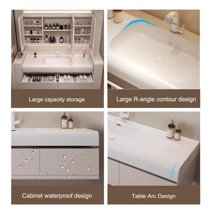 40"- 48" Floating Green Bathroom Vanity Set with LED Defogging Mirror Cabinet and Sink