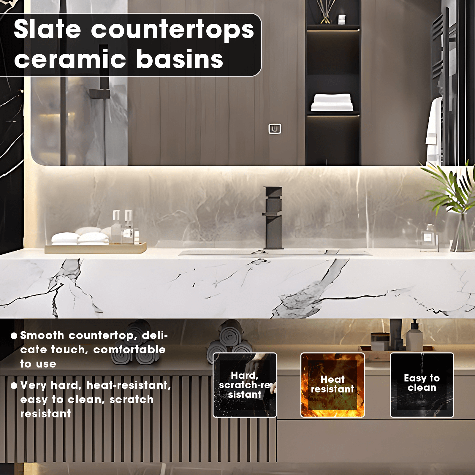 32"- 72" Wall Mount Bathroom Vanity Set with Mirror  and Single Ceramic Basin