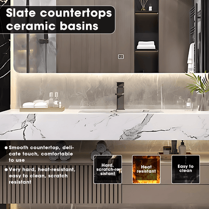 32"- 72" Wall Mount Bathroom Vanity Set with Mirror  and Single Ceramic Basin