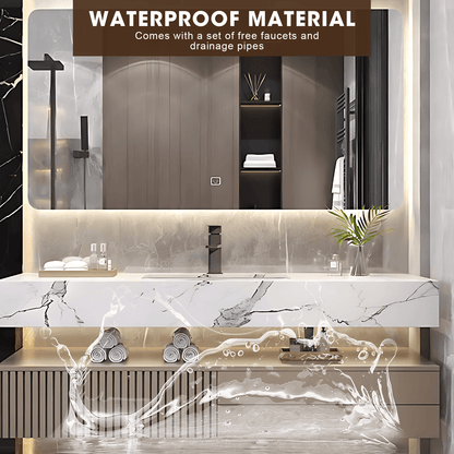 32"- 72" Wall Mount Bathroom Vanity Set with Mirror  and Single Ceramic Basin