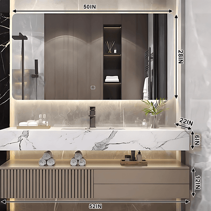 32"- 72" Wall Mount Bathroom Vanity Set with Mirror  and Single Ceramic Basin