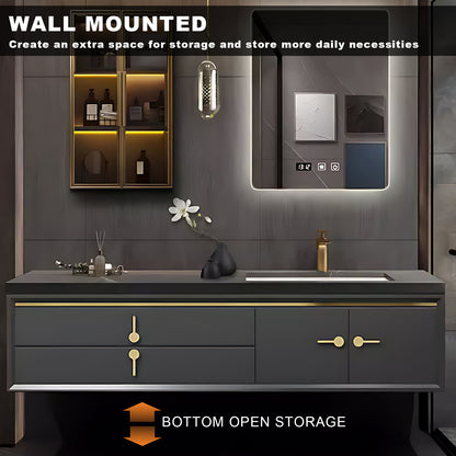 44"- 78" Wall Mounted Single Sink Bathroom Vanity And Smart  Mirror And Cabinet