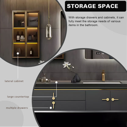 44"- 78" Wall Mounted Single Sink Bathroom Vanity And Smart  Mirror And Cabinet
