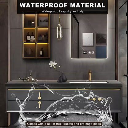 44"- 78" Wall Mounted Single Sink Bathroom Vanity And Smart  Mirror And Cabinet