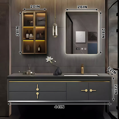 44"- 78" Wall Mounted Single Sink Bathroom Vanity And Smart  Mirror And Cabinet