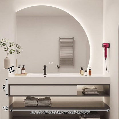 40”-72”Wall Mounted Bathroom Vanity with Arch LED Mirror, Floating Cabinet with Open Shelves, Modern Minimalist, White