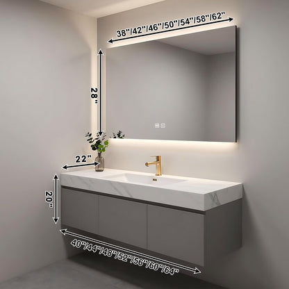 40”-64”LED Backlit Bathroom Mirror, 36x28 Inch Anti-Fog Vanity Mirror with Touch Control, Wall Mounted Lighted Makeup Mirror
