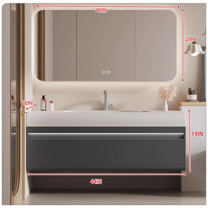 36"- 60" Wall Mounted Solid Wood Single Sink Bathroom Vanity Set with Smart Sensor Light and Mirror