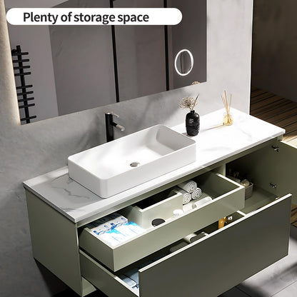 36"- 64" Solid Wood Single Bathroom Vanity Set with Mirror and Basin
