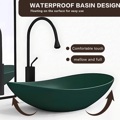 48"- 68" Wall Mounted Bathroom Vanity Set with Single Green Sink And Oval Mirror