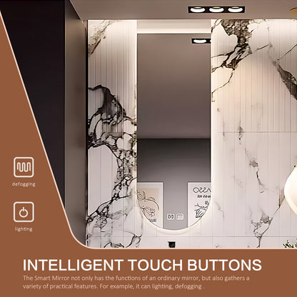 48"- 72"  Freestanding Bathroom Vanity Set with Single Sink  And LED Smart Oval Mirror