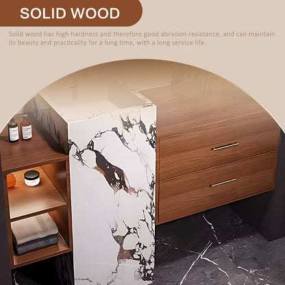 48"- 72"  Freestanding Bathroom Vanity Set with Single Sink  And LED Smart Oval Mirror