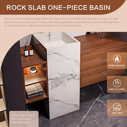 48"- 72"  Freestanding Bathroom Vanity Set with Single Sink  And LED Smart Oval Mirror