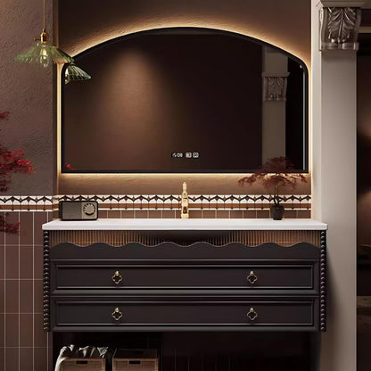 40"-64"Retro French Bathroom Vanity Set with Wavy Trim & Gold Flower Hardware