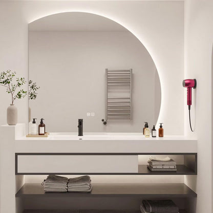 40”-72”Wall Mounted Bathroom Vanity with Arch LED Mirror, Floating Cabinet with Open Shelves, Modern Minimalist, White