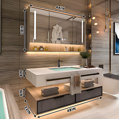 36"- 78" Open Storage Bathroom Vanity Set with LED Mirror Cabinet and Sink