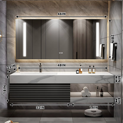 40"- 72" Floating Bathroom Vanity Set with Illuminated Mirror and Sink