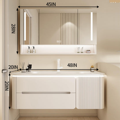 36"- 48" Single Sink Solid Wood Floating Bath Vanity Set with LED Mirror and Smart Sensor Light