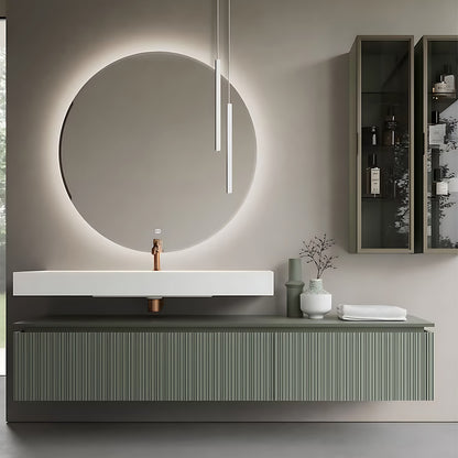 48"- 72" French-Style Floating Bathroom Vanity with Smart Mirror and Side Cabinet