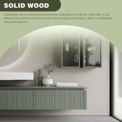 48"- 72" French-Style Floating Bathroom Vanity with Smart Mirror and Side Cabinet