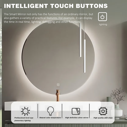 48"- 72" French-Style Floating Bathroom Vanity with Smart Mirror and Side Cabinet