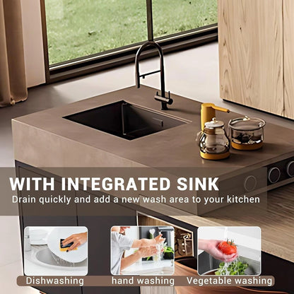 86” - 109” Solid Wood Retro Kitchen Island with Extendable Table with Open Storage Layer (No Chair)