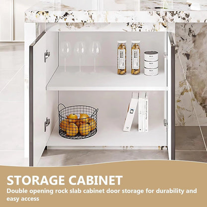 59” - 79” Unique Elegant Kitchen Island Includes Unique Texture Design (No Chair)