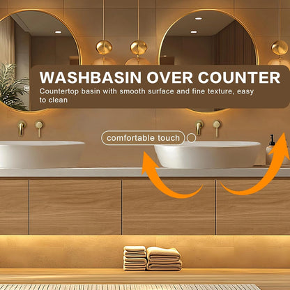 68” - 88” Modern Exquisite Bathroom Vanity Includes Above Counter Sinks & Round Mirrors