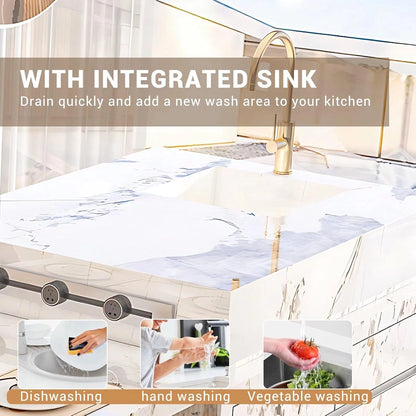 94” - 102" Luxury Exquisite Kitchen Island Includes Brown Striped Panel (No Chair)