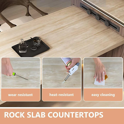 67" - 83" Minimalist Practical Kitchen Island Includes Storage Legs & Open Shelf