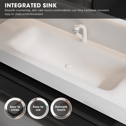 36"- 52" White And Black  Bathroom Vanity Set with Single Sink  And LED Smart Mirror