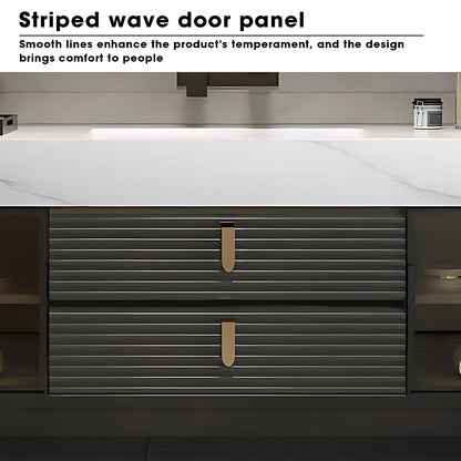 40"- 56" Floating Bath Cabinet Set with Mirror Cabinet and Sink